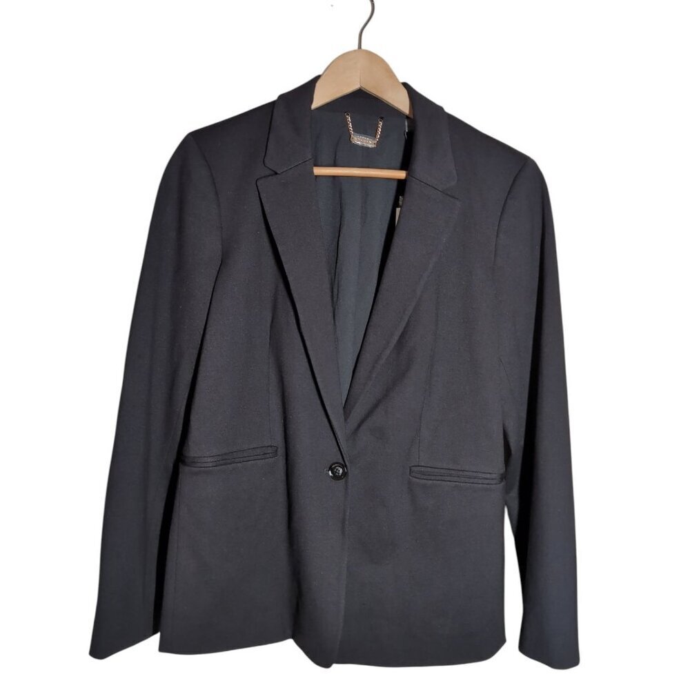 Tahari Single-Button Blazer NWT Womens Size 14 Ponte Black Jacket Business